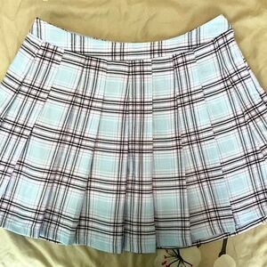Skirt plaid pleaded baby blue with purple